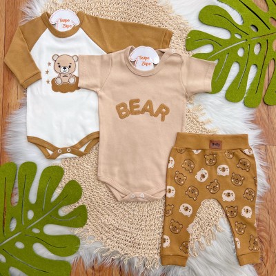 Conj. de Malha 3 peças - Bear com Estrelinhas - Caramelo